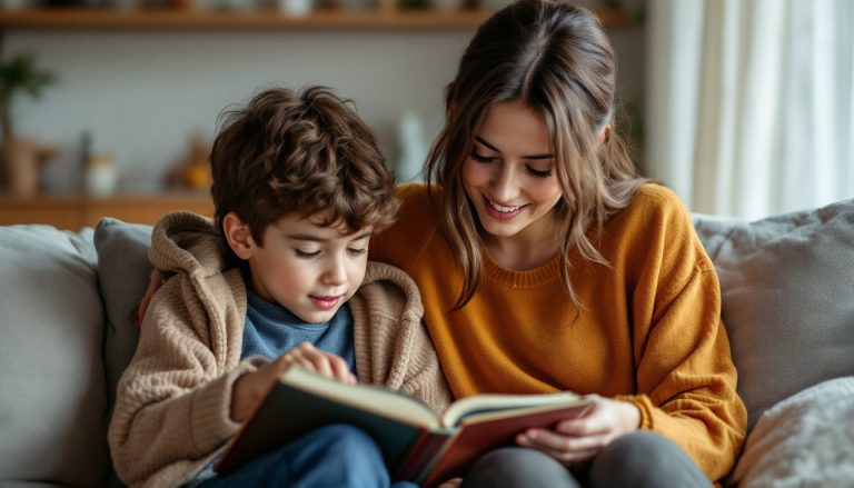 mom and child reading